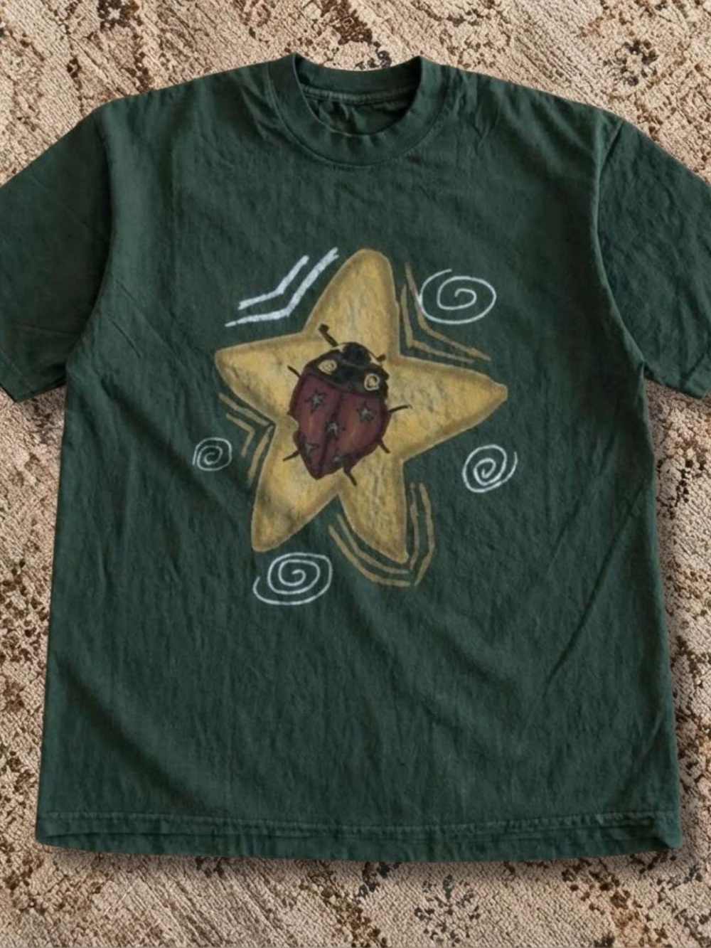 & Other Stories Dark Green Tee with Yellow Star and Red Bug